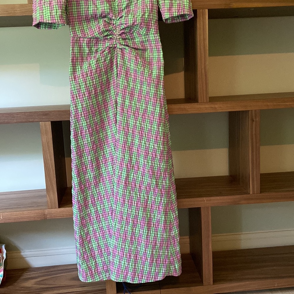 Zara Purple/Green Checkered Long Dress - Picture 2 of 6
